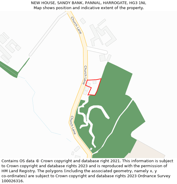 NEW HOUSE, SANDY BANK, PANNAL, HARROGATE, HG3 1NL: Location map and indicative extent of plot