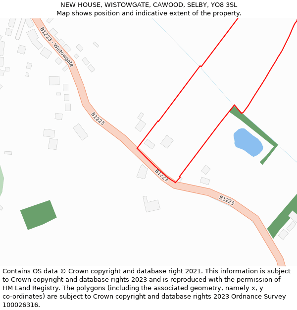 NEW HOUSE, WISTOWGATE, CAWOOD, SELBY, YO8 3SL: Location map and indicative extent of plot