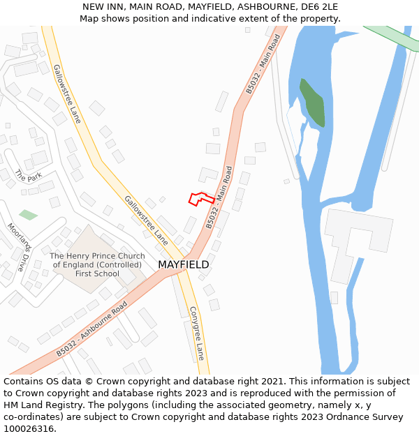 NEW INN, MAIN ROAD, MAYFIELD, ASHBOURNE, DE6 2LE: Location map and indicative extent of plot