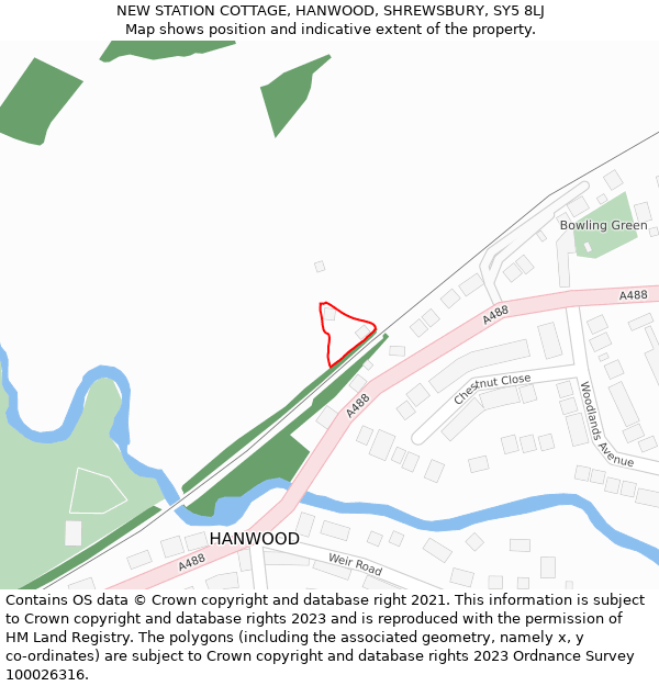 NEW STATION COTTAGE, HANWOOD, SHREWSBURY, SY5 8LJ: Location map and indicative extent of plot