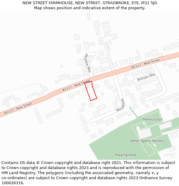 NEW STREET FARMHOUSE, NEW STREET, STRADBROKE, EYE, IP21 5JG: Location map and indicative extent of plot