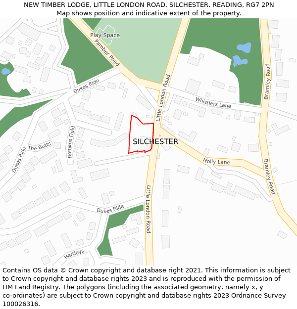 NEW TIMBER LODGE, LITTLE LONDON ROAD, SILCHESTER, READING, RG7 2PN: Location map and indicative extent of plot