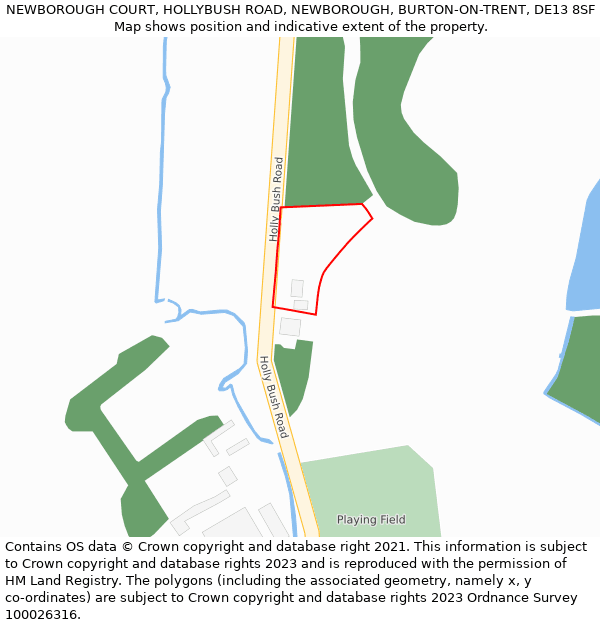 NEWBOROUGH COURT, HOLLYBUSH ROAD, NEWBOROUGH, BURTON-ON-TRENT, DE13 8SF: Location map and indicative extent of plot