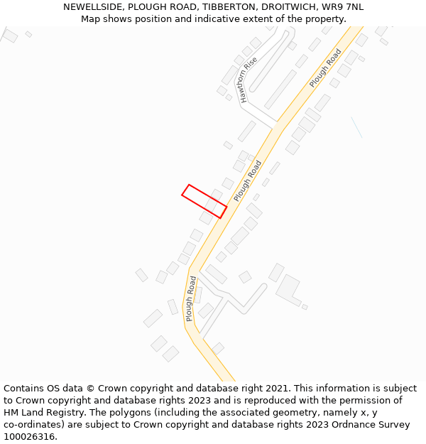 NEWELLSIDE, PLOUGH ROAD, TIBBERTON, DROITWICH, WR9 7NL: Location map and indicative extent of plot