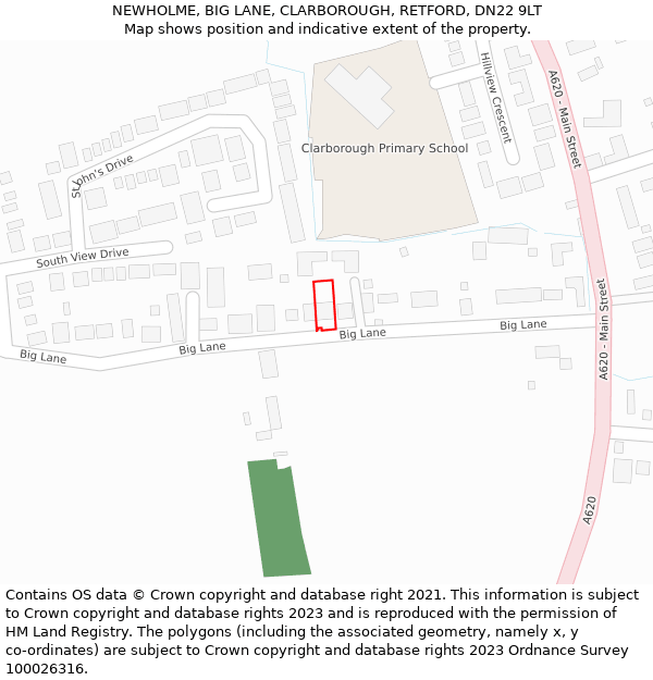 NEWHOLME, BIG LANE, CLARBOROUGH, RETFORD, DN22 9LT: Location map and indicative extent of plot