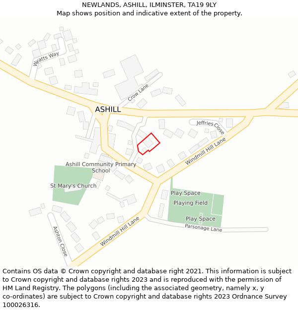 NEWLANDS, ASHILL, ILMINSTER, TA19 9LY: Location map and indicative extent of plot