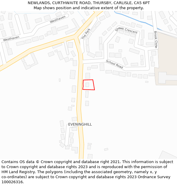 NEWLANDS, CURTHWAITE ROAD, THURSBY, CARLISLE, CA5 6PT: Location map and indicative extent of plot