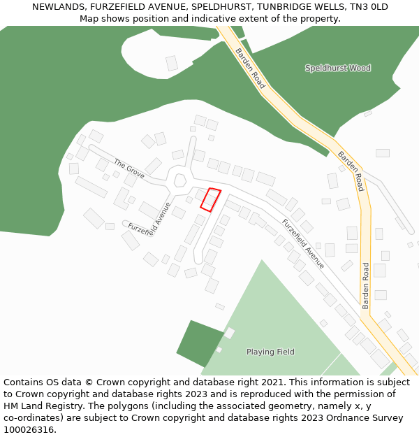 NEWLANDS, FURZEFIELD AVENUE, SPELDHURST, TUNBRIDGE WELLS, TN3 0LD: Location map and indicative extent of plot