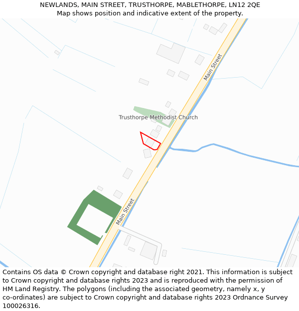 NEWLANDS, MAIN STREET, TRUSTHORPE, MABLETHORPE, LN12 2QE: Location map and indicative extent of plot