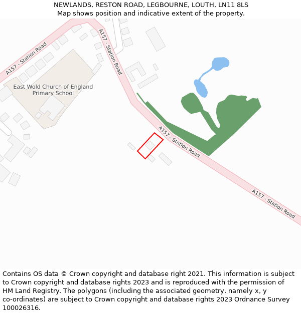 NEWLANDS, RESTON ROAD, LEGBOURNE, LOUTH, LN11 8LS: Location map and indicative extent of plot