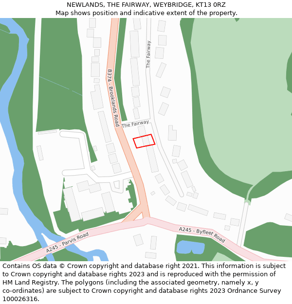 NEWLANDS, THE FAIRWAY, WEYBRIDGE, KT13 0RZ: Location map and indicative extent of plot