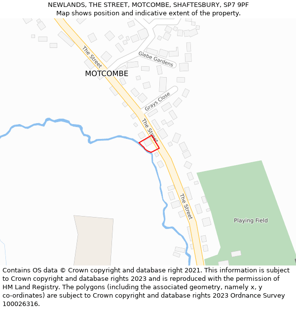 NEWLANDS, THE STREET, MOTCOMBE, SHAFTESBURY, SP7 9PF: Location map and indicative extent of plot