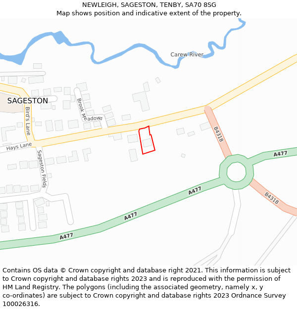 NEWLEIGH, SAGESTON, TENBY, SA70 8SG: Location map and indicative extent of plot