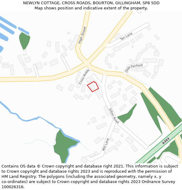 NEWLYN COTTAGE, CROSS ROADS, BOURTON, GILLINGHAM, SP8 5DD: Location map and indicative extent of plot