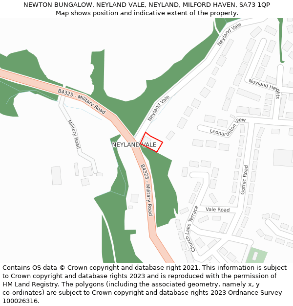 NEWTON BUNGALOW, NEYLAND VALE, NEYLAND, MILFORD HAVEN, SA73 1QP: Location map and indicative extent of plot