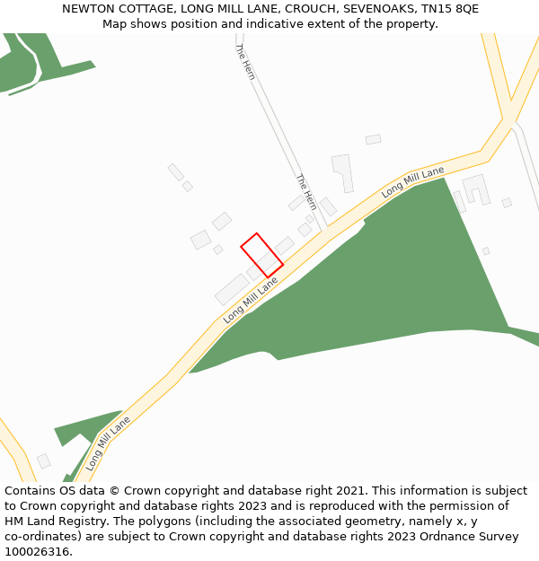 NEWTON COTTAGE, LONG MILL LANE, CROUCH, SEVENOAKS, TN15 8QE: Location map and indicative extent of plot