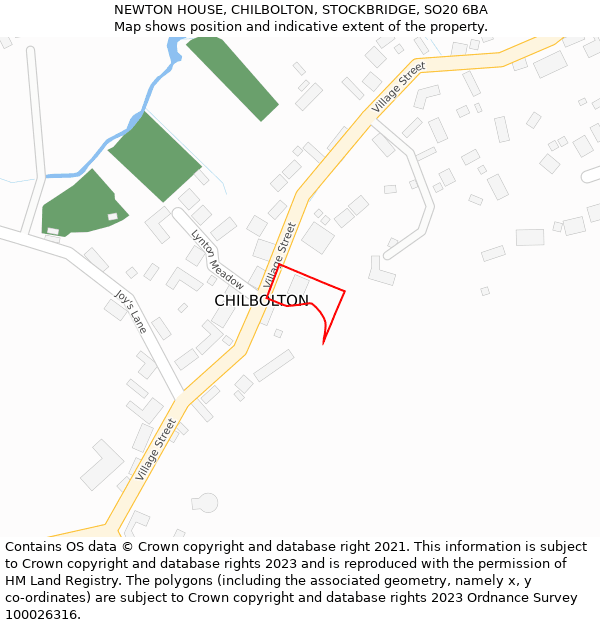 NEWTON HOUSE, CHILBOLTON, STOCKBRIDGE, SO20 6BA: Location map and indicative extent of plot