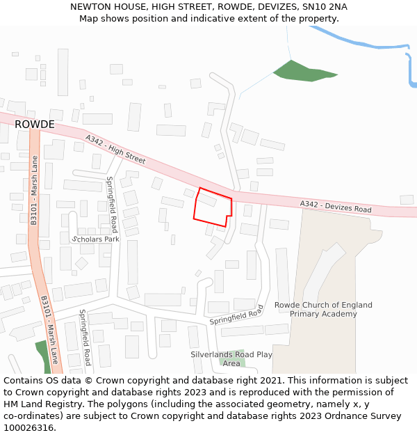 NEWTON HOUSE, HIGH STREET, ROWDE, DEVIZES, SN10 2NA: Location map and indicative extent of plot