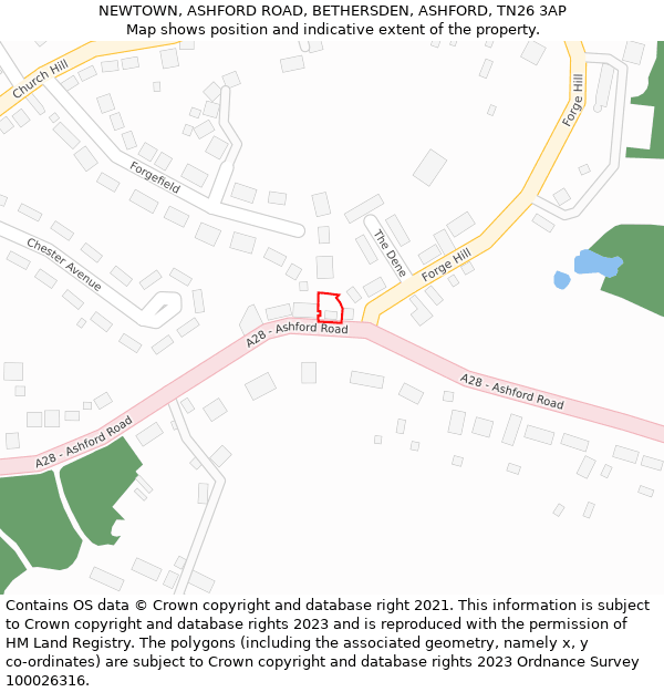 NEWTOWN, ASHFORD ROAD, BETHERSDEN, ASHFORD, TN26 3AP: Location map and indicative extent of plot