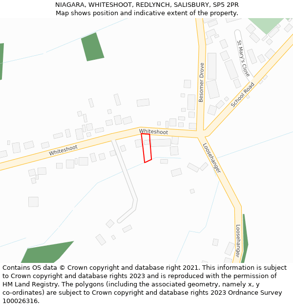 NIAGARA, WHITESHOOT, REDLYNCH, SALISBURY, SP5 2PR: Location map and indicative extent of plot