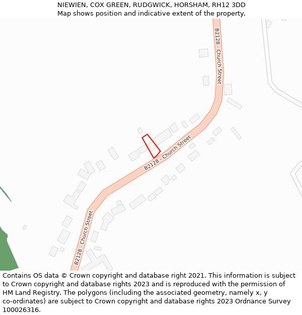 NIEWIEN, COX GREEN, RUDGWICK, HORSHAM, RH12 3DD: Location map and indicative extent of plot