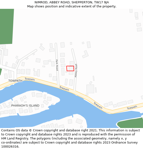 NIMROD, ABBEY ROAD, SHEPPERTON, TW17 9JA: Location map and indicative extent of plot