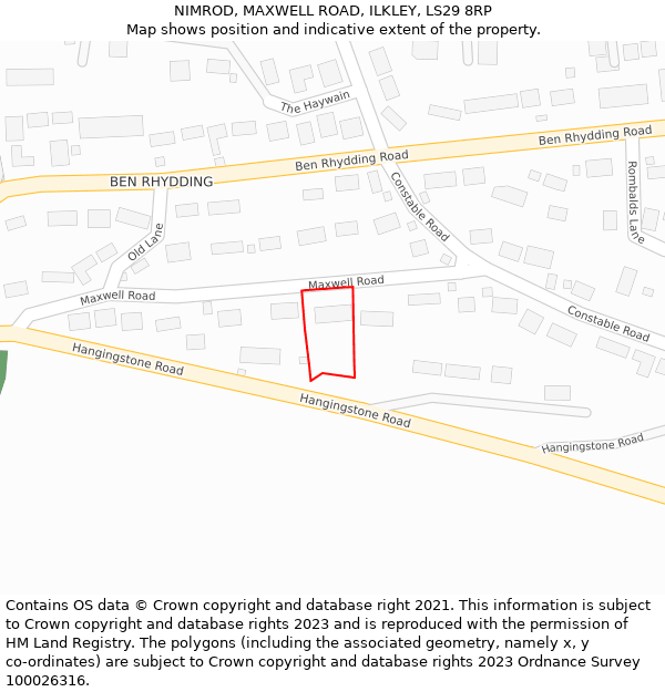 NIMROD, MAXWELL ROAD, ILKLEY, LS29 8RP: Location map and indicative extent of plot