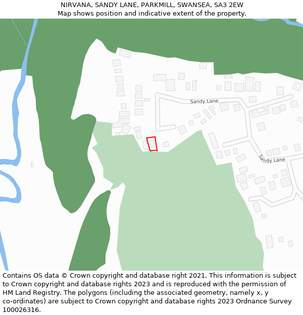 NIRVANA, SANDY LANE, PARKMILL, SWANSEA, SA3 2EW: Location map and indicative extent of plot