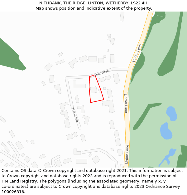 NITHBANK, THE RIDGE, LINTON, WETHERBY, LS22 4HJ: Location map and indicative extent of plot