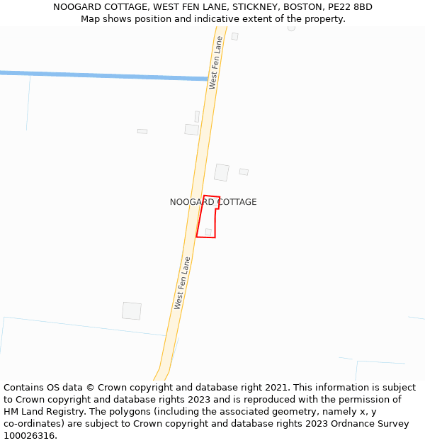 NOOGARD COTTAGE, WEST FEN LANE, STICKNEY, BOSTON, PE22 8BD: Location map and indicative extent of plot