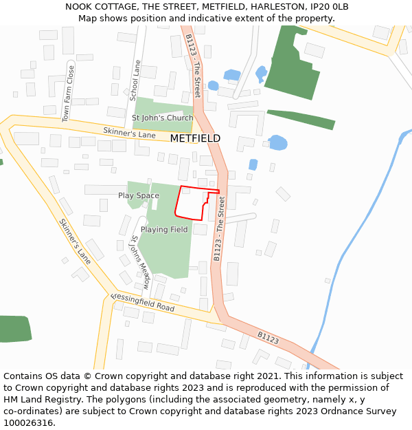 NOOK COTTAGE, THE STREET, METFIELD, HARLESTON, IP20 0LB: Location map and indicative extent of plot