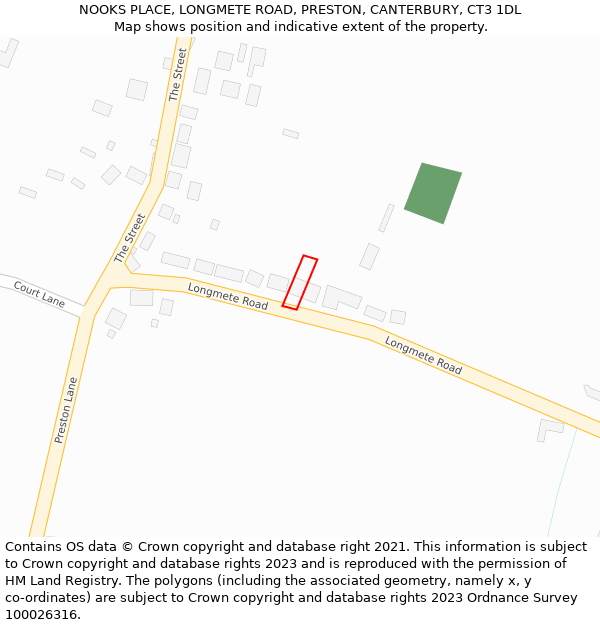NOOKS PLACE, LONGMETE ROAD, PRESTON, CANTERBURY, CT3 1DL: Location map and indicative extent of plot