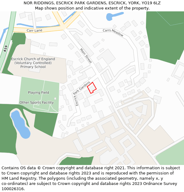 NOR RIDDINGS, ESCRICK PARK GARDENS, ESCRICK, YORK, YO19 6LZ: Location map and indicative extent of plot