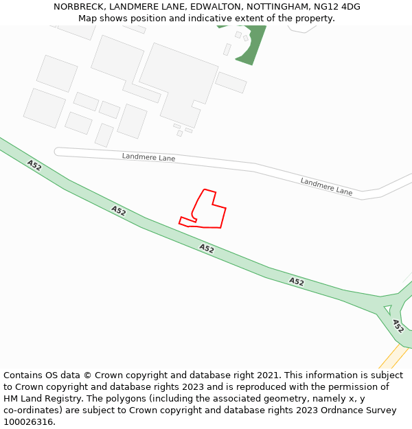 NORBRECK, LANDMERE LANE, EDWALTON, NOTTINGHAM, NG12 4DG: Location map and indicative extent of plot