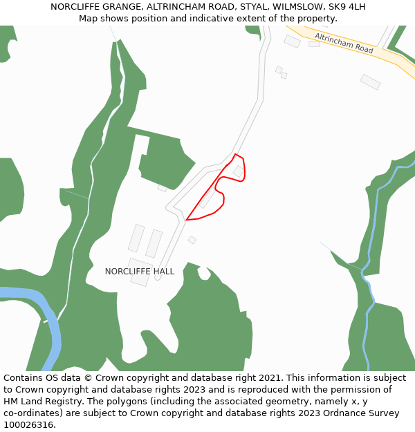 NORCLIFFE GRANGE, ALTRINCHAM ROAD, STYAL, WILMSLOW, SK9 4LH: Location map and indicative extent of plot