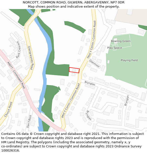 NORCOTT, COMMON ROAD, GILWERN, ABERGAVENNY, NP7 0DR: Location map and indicative extent of plot