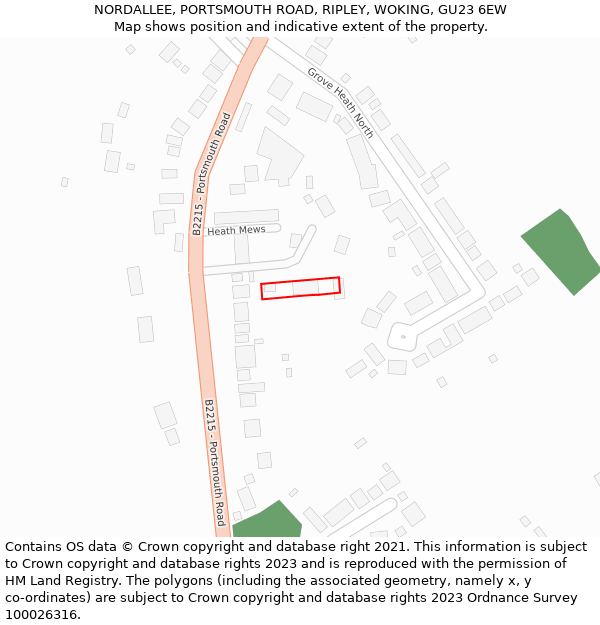 NORDALLEE, PORTSMOUTH ROAD, RIPLEY, WOKING, GU23 6EW: Location map and indicative extent of plot