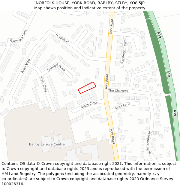 NORFOLK HOUSE, YORK ROAD, BARLBY, SELBY, YO8 5JP: Location map and indicative extent of plot