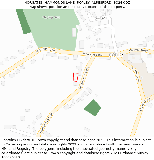 NORGATES, HAMMONDS LANE, ROPLEY, ALRESFORD, SO24 0DZ: Location map and indicative extent of plot