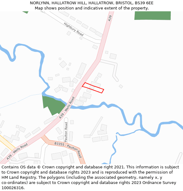 NORLYNN, HALLATROW HILL, HALLATROW, BRISTOL, BS39 6EE: Location map and indicative extent of plot