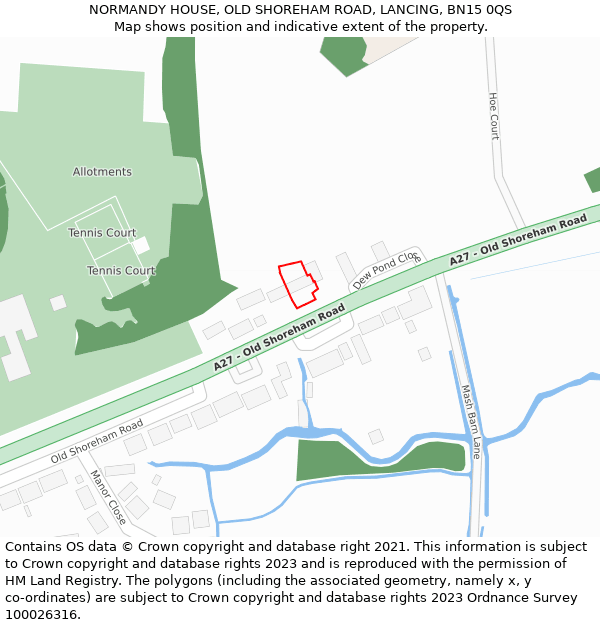NORMANDY HOUSE, OLD SHOREHAM ROAD, LANCING, BN15 0QS: Location map and indicative extent of plot