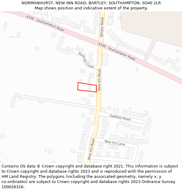 NORMANHURST, NEW INN ROAD, BARTLEY, SOUTHAMPTON, SO40 2LR: Location map and indicative extent of plot