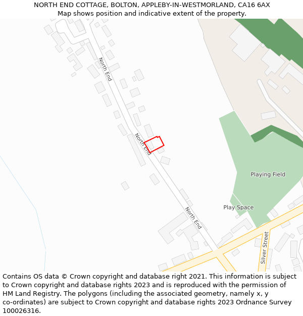 NORTH END COTTAGE, BOLTON, APPLEBY-IN-WESTMORLAND, CA16 6AX: Location map and indicative extent of plot