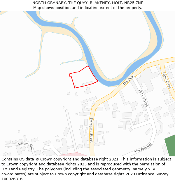 NORTH GRANARY, THE QUAY, BLAKENEY, HOLT, NR25 7NF: Location map and indicative extent of plot