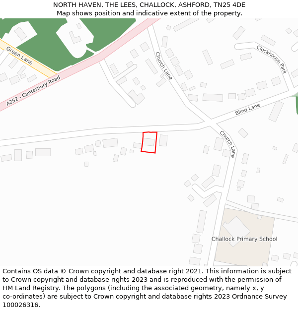 NORTH HAVEN, THE LEES, CHALLOCK, ASHFORD, TN25 4DE: Location map and indicative extent of plot