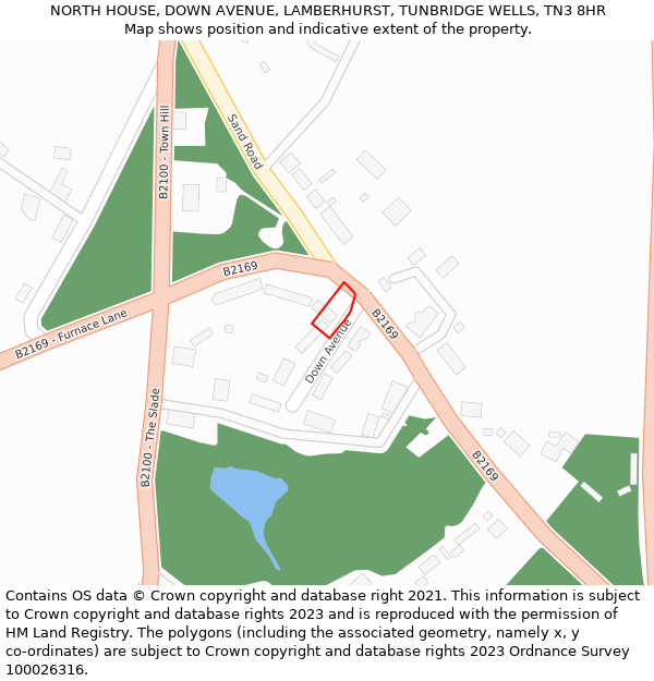 NORTH HOUSE, DOWN AVENUE, LAMBERHURST, TUNBRIDGE WELLS, TN3 8HR: Location map and indicative extent of plot
