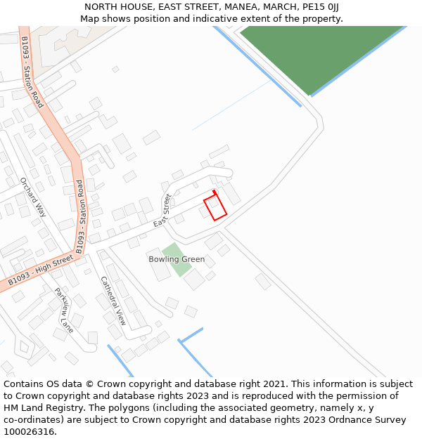 NORTH HOUSE, EAST STREET, MANEA, MARCH, PE15 0JJ: Location map and indicative extent of plot