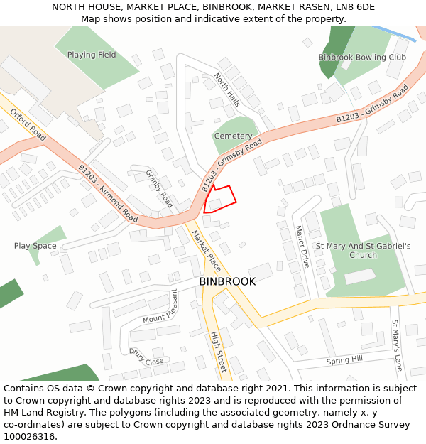 NORTH HOUSE, MARKET PLACE, BINBROOK, MARKET RASEN, LN8 6DE: Location map and indicative extent of plot