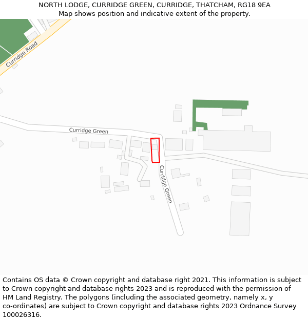NORTH LODGE, CURRIDGE GREEN, CURRIDGE, THATCHAM, RG18 9EA: Location map and indicative extent of plot