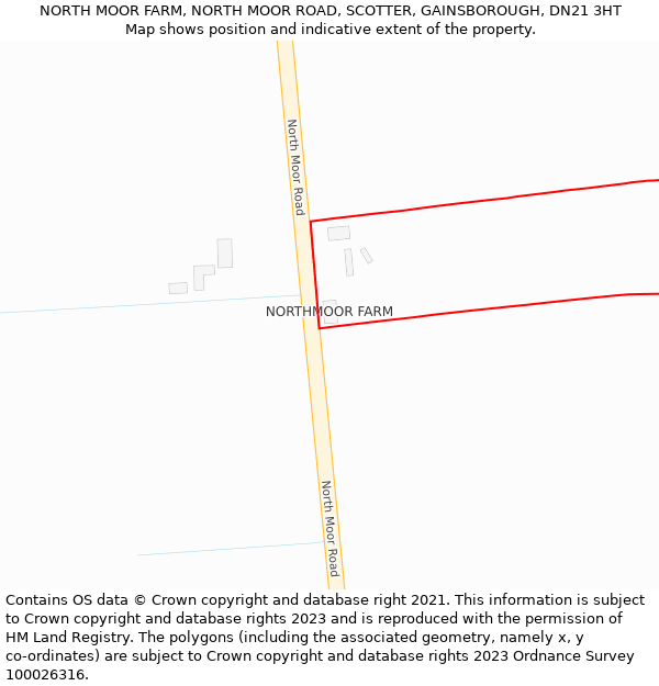 NORTH MOOR FARM, NORTH MOOR ROAD, SCOTTER, GAINSBOROUGH, DN21 3HT: Location map and indicative extent of plot